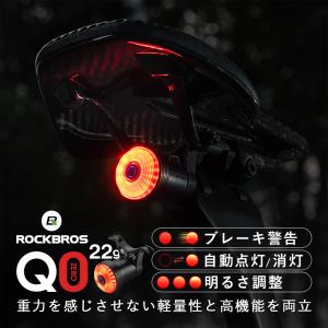 自転車 テールライト 超軽量 22g 自動 点灯 消灯 オートモード ブレーキ警告 LED 明るい 輝度 調整 USB Type-C 充電 防水 サドル シートポスト ロックブロス