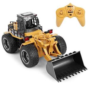 ブルドーザー エンジニア車両 2.4GHz無線 6CH 360度旋回 ミニRCブルドーザー LEDライト搭載 合金強化版 トラック建