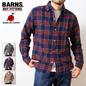 バーンズアウトフィッターズ BARNS OUTFITTERS 小衿シャツ メンズ ブランド ボタンダウンシャツ チェック柄 BDシャツ ネルシャツ チェックシャツ (27-br23331)｜rockingchair2822