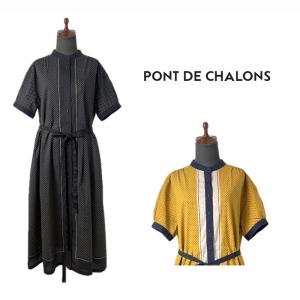 PONT DE CHALONS ポンデシャロン パネルドットパフスリーブワンピース（ペチコート付）オリジナルプリント パフスリーブ グログランリボン (30-22631028)