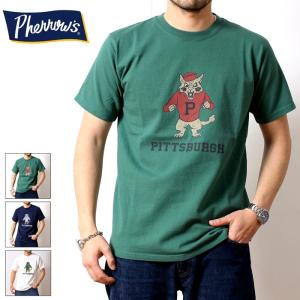 Pherrow's フェローズ Tシャツ 2024年 新作 24S-PT6 半袖 プリントTシャツ 厚手 PITTSBURGH ピッツバーグ アニマル 動物 デザイン バックプリント (32-24spt6)｜rockingchair2822