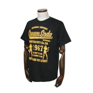 クリームソーダ   CS 1967ダブル立ちネコTシャツ　ブラック　CREAM SODA