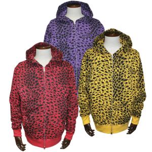 クリームソーダ　CS50thヒョウ柄ジップアップパーカ　レッド/イエロー/パープル　CREAM SODA