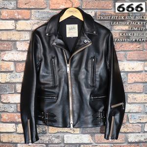 666/トリプルシックス TIGHT FIT UK SIDE BELT LEATHER JACKET...