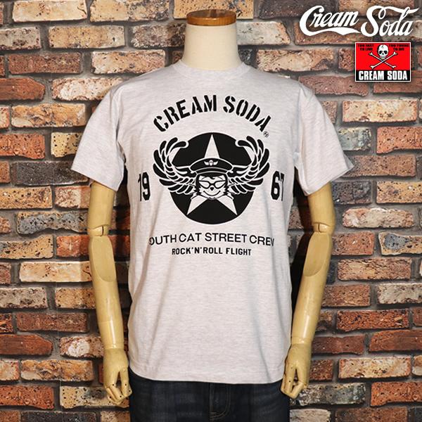 CREAM SODA クリームソーダ   CS FLIGHT CREW Ｔシャツ 　ASH GRAY...