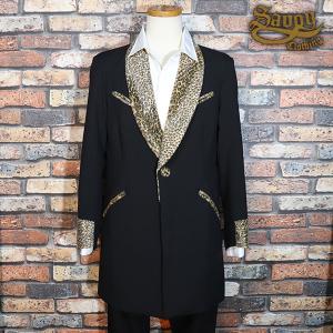 SAVOY CLOTHING　サヴォイクロージング  Leopard Switch Edward Jacket ヒョウ柄切替え エドワードジャケット ◆BLACK◆  SVY-EJK003｜rocknroll