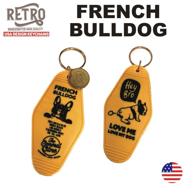 モーテル キーホルダー　FRENCH　BULLDOG　フレンチブルドッグ　YELLOW　イエロー　ア...