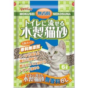 常陸化工 ファインキャット トイレに流せる 木製猫砂 無香料 猫用 6L×6入｜rocky