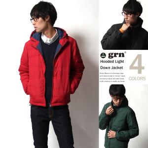 ダウンジャケット メンズ フード付き　ナイロンパーカー 撥水加工 無地 grn