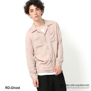 プレミアムセール 開襟シャツ メンズ オープンカラーシャツ レーヨン 長袖 無地 カジュアルシャツ シルクタッチ