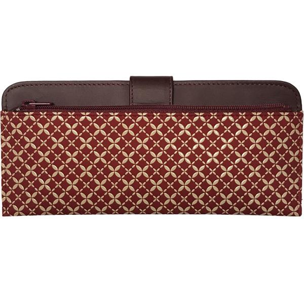印伝長財布 印傳屋上原勇七 INDEN-YA No.2107束入れ 179七宝繋ぎ 赤地白漆