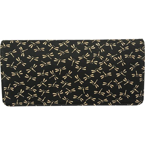 印伝長財布 印傳屋上原勇七 INDEN-YA No.2110束入れ 008とんぼ 黒地白漆　日本製 ...