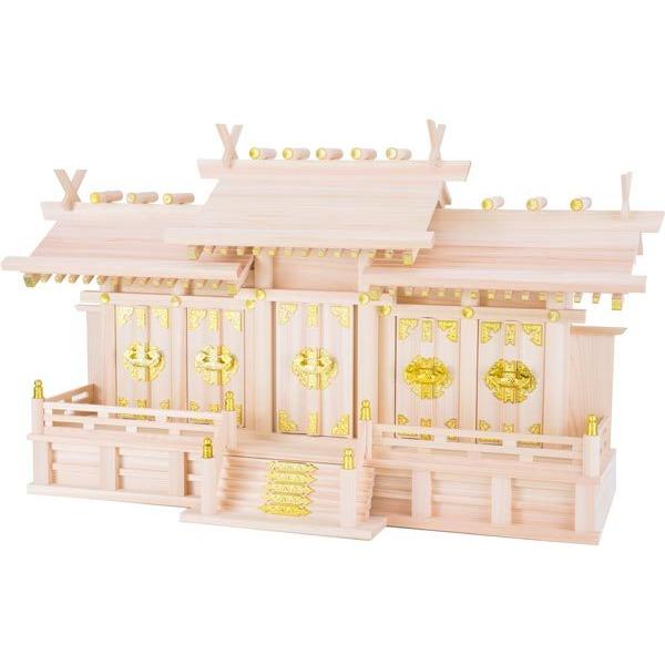 国産東濃檜製神棚 五社宮 屋根違い五社神棚 中 日本製