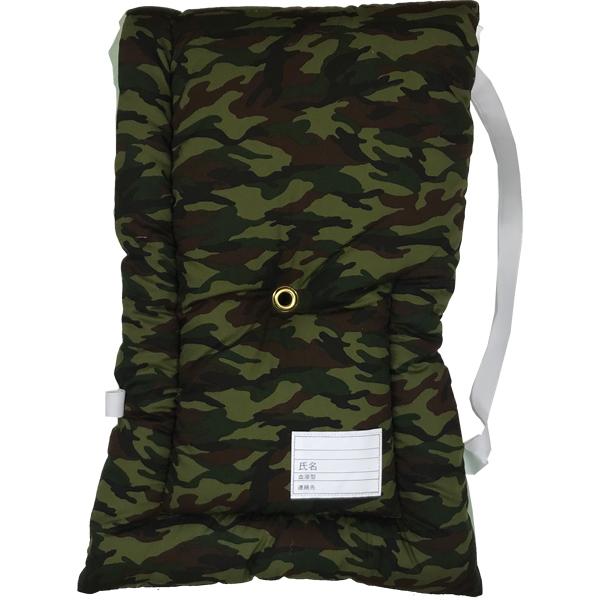 日本製防災クッション [カモフラージュ] 約32cm×50cm Lサイズ 小学生から大人向け 防災頭...