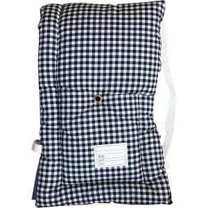 日本製防災クッション [ギンガムチェック ネイビー] 約32cm×50cm Lサイズ 小学生から大人向け 防災頭巾 防災ずきん 防災グッズ 国産 青