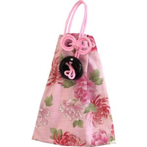 お祭用品 巾着腰下げ 牡丹 165ピンク