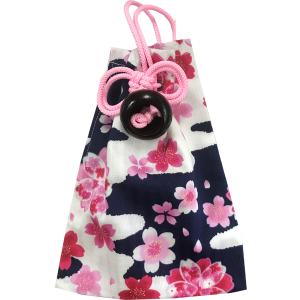 お祭用品 巾着腰下げ 桜ラメ 211白/紺