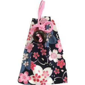 お祭用品 巾着腰下げ 桜ラメ 216紺