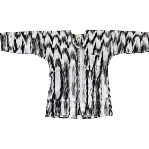 お祭用品/肉襦袢 鯉口シャツ 229縞模様 白/黒　中(大人用)