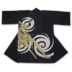 お祭用品 日本の踊り 長半天 龍 〔黒〕 造-4053