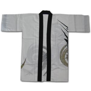 お祭用品 日本の踊り 長半天 龍 〔白〕 造-...の詳細画像1