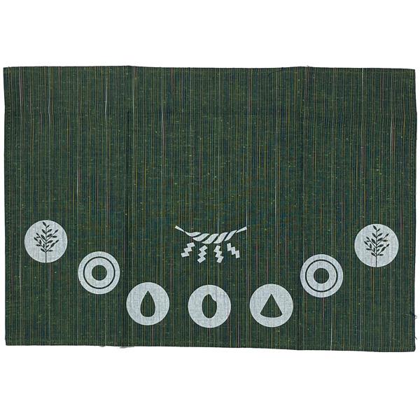 お祀りマット 遠州綿紬 なないろ紬 利休　W36cm×H25cm 綿100% ぬくもり工房 日本製