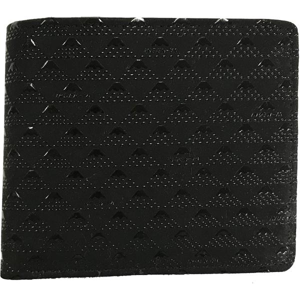 印伝折財布 印傳屋上原勇七 INDEN-YA たかね No.2803札入れ  黒地黒漆