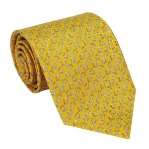 未使用タグ付　サルバトーレフェラガモ　ネクタイ　黄色・オレンジ　ガンチーニ柄 FERRAGAMO Ferragamo フェラガモ ネクタイ 702663 イエロー系