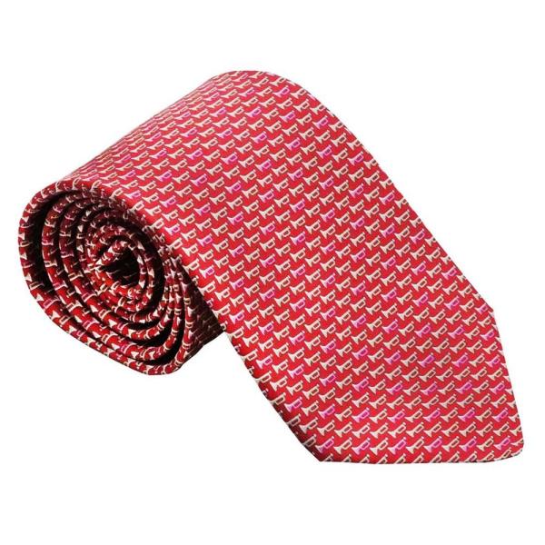 Ferragamo フェラガモ ネクタイ 714005 レッド系 トランペット ラッパ サルヴァトー...