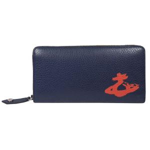 ヴィヴィアンウエストウッド MELIH 51050022-42029 ラウンドファスナー 長財布 小銭入れ有り NAVY/ORANGE K402 ネイビーブルー オレンジ メンズ 男性用｜rocobi