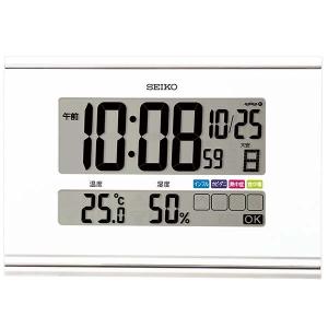 セイコー クロック 電波 壁掛け時計 SQ445W 掛け置き兼用 快適環境NAVI 温度計 カレンダー 湿度計 デジタル SEIKO｜rocobi