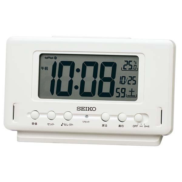 セイコー クロック 電波目覚し時計 SQ796W 温湿度表示付 白パール塗装 デジタル SEIKO ...
