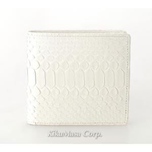 白蛇 無双 二つ折り財布 小銭入れ有り ホワイト 天然 本革 白ヘビ メンズ 男性用 蛇革 パイソンレザー