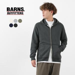 BARNS（バーンズ） カラー別注 吊り編み 裏毛 ジップパーカー スウェット メンズ 長袖 無地 春 日本製
