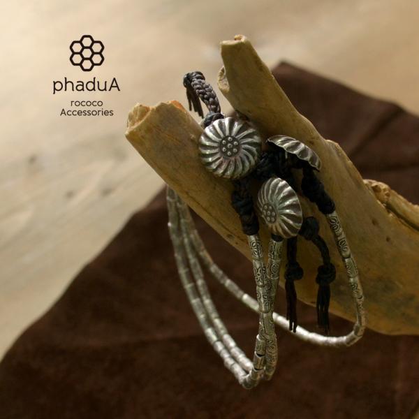 phaduA（パ・ドゥア）カレンシルバー ビーズ コンチョ アンクレット / ワックスコード / ペ...