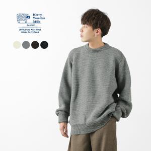 KERRY WOOLLEN MILLS（ケリーウーレンミルズ） 5ゲージ 2プライ パールステッチ クルーネックニット メンズ｜ROCOCO Yahoo!店