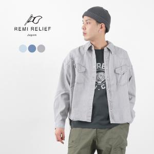 REMI RELIEF（レミレリーフ） SHORT DENIM WESTERN SHIRT / ショート デニム ウエスタンシャツ 長袖 メンズ レディース ビンテージ 日本製｜rococo