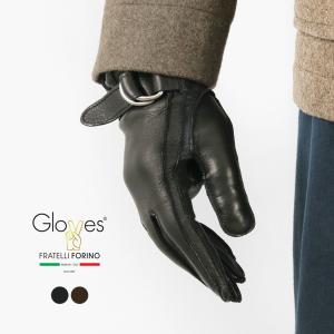 GLOVES（グローブス） メンズ タッチ ラムスキン リングベルト グローブ / 本革 手袋 スマホ対応 ラムレザー ウール｜rococo
