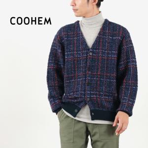 COOHEM（コーヘン） チェック ツイード カーディガン / メンズ 長袖 羽織 ニット Vネック レトロ 日本製｜rococo