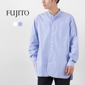 FUJITO（フジト） オフィサーシャツ / バンドカラー メンズ 長袖 綿 コットン 無地 日本製 Officer Shirt｜ROCOCO Yahoo!店