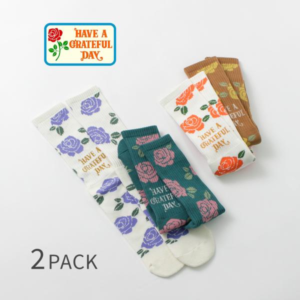 HAVE A GRATEFUL DAY（ハブアグレイトフルデイ） クルーソックス フラワー / 2パ...