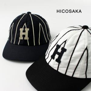 HICOSAKA（ヒコサカ） ストライプ 8パネル ロゴキャップ / メンズ レディース ユニセックス 帽子 コットン｜rococo