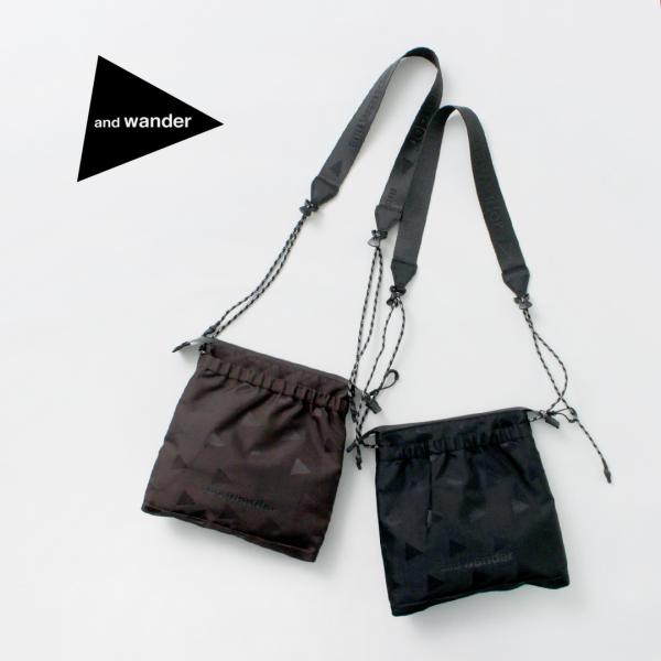 AND WANDER（アンドワンダー） トライアングル ジャガード サコッシュ / 鞄 バッグ 抗菌...