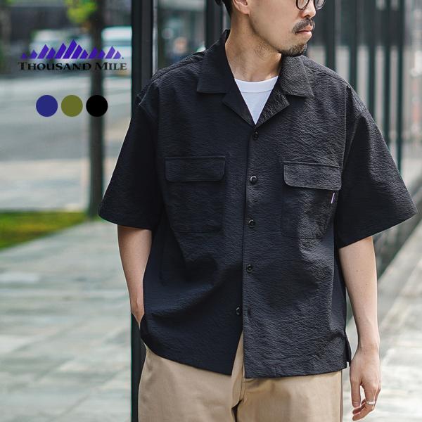 THOUSAND MILE（サウザンドマイル） ショートスリーブシャツ シアサッカー / メンズ ト...