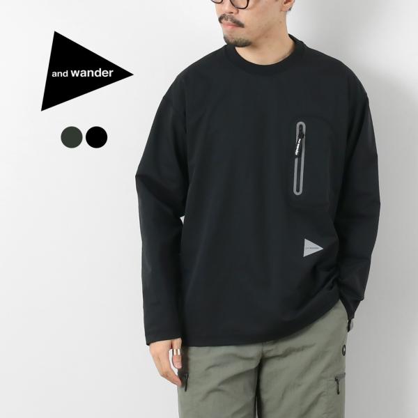 AND WANDER（アンドワンダー） ハイブリッド ウォーム ポケット ロングスリーブTシャツ /...