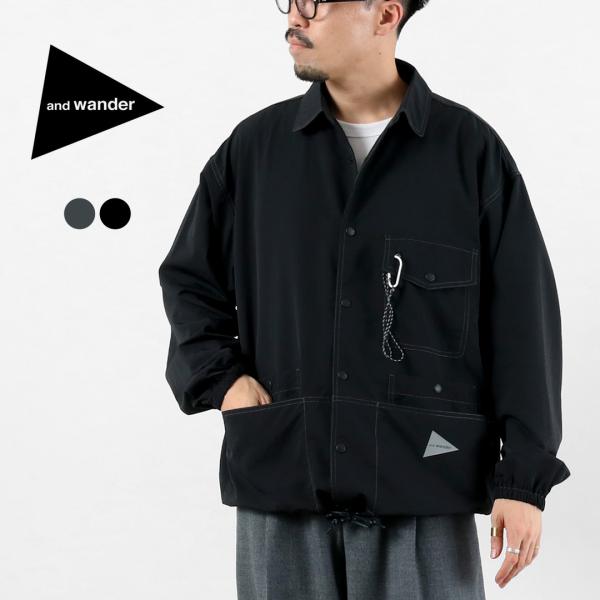 AND WANDER（アンドワンダー） クリンクル ナイロン シャツジャケット / メンズ ライトア...