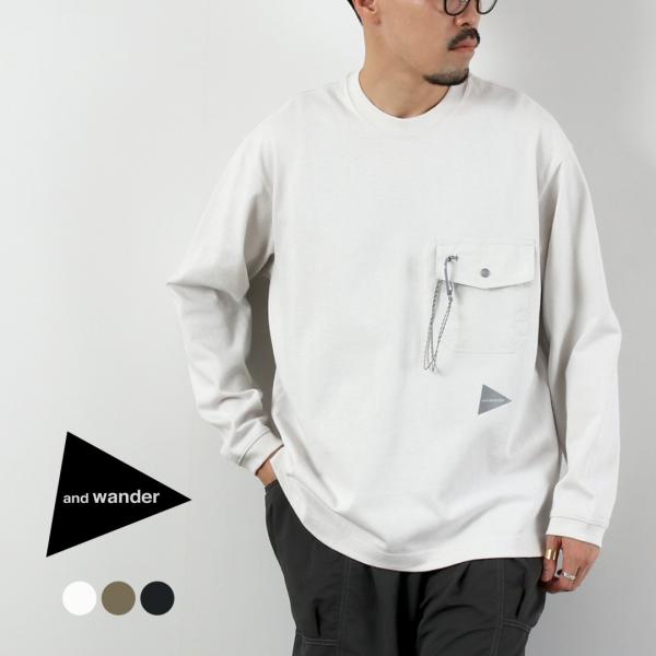 AND WANDER（アンドワンダー） ヘビーコットン ポケット ロングスリーブTシャツ / トップ...