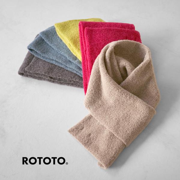 ROTOTO（ロトト） アルパカ ブークレ ショートマフラー / メンズ レディース 無地 日本製 ...