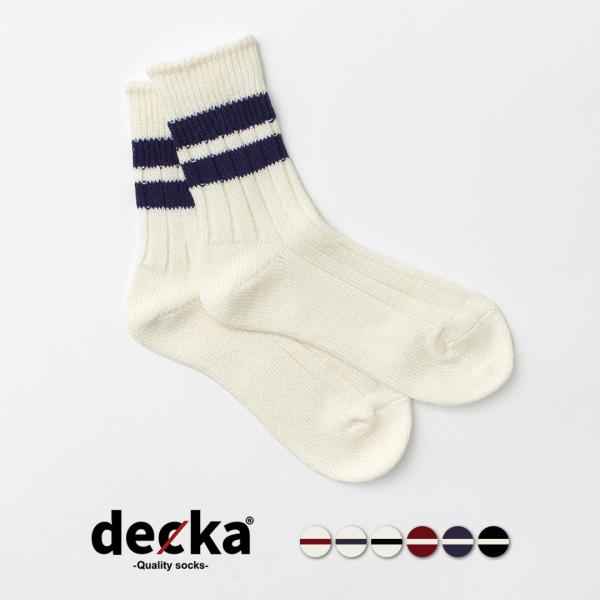 DECKA QUALITY SOCKS（デカ） 和紙×オーガニックコットン リブ ラインソックス /...