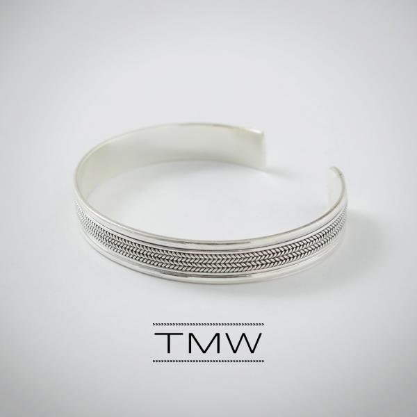 TMW（トラディショナルモダンワークス） スターリングシルバー チェーン バングル / カフブレスレ...